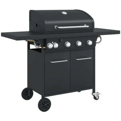 Image of vidaXL Gas BBQ Grill with 5 Burners Black Powder coated Steel