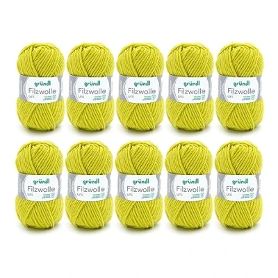 Image of Gründl Wool Uni, package: 10 balls à 50 g, wool, lime, 31 x 32 7.5 cm