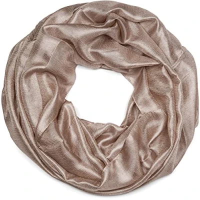 Image of styleBREAKER Ladies Loop Scarf light and silky with glitter in plain colours, tube scarf, shawl 01016214, Colour:Khaki