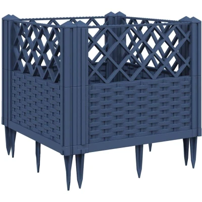 Image of vidaXL Garden Planter with Pegs Blue Grey 43.5x43.5x43.5 cm PP