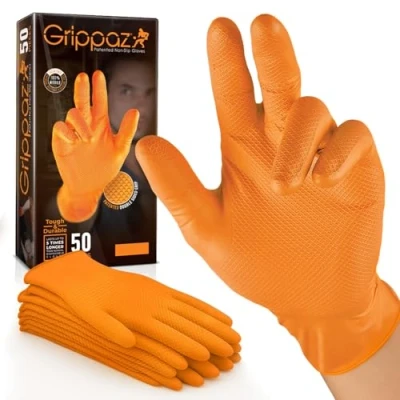 Image of Grippaz Gloves Pack of 50, Nitrile Working Extremely Robust Non Slip Ideal for Workshops Mechanics Industry Rubber Long Lasting Ambidextrous Disposable (Small)