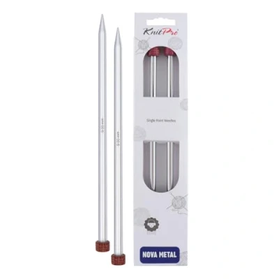 Image of KnitPro 30 cm x 9 mm Nova Single Pointed Needles, Silver