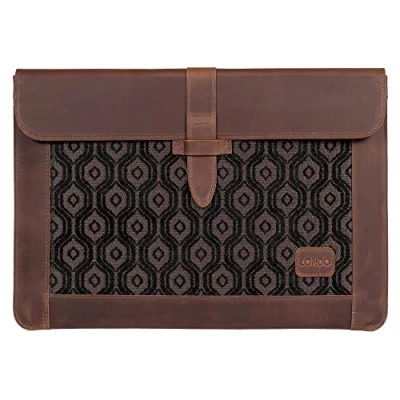 Image of Londo Top Grain Leather MacBook Bag Laptop Sleeve for Pro and Air Case Compatible with 14 Inch 13.3 (M2) 13 iPad 12.9 M1 2020 2021 2022 Models