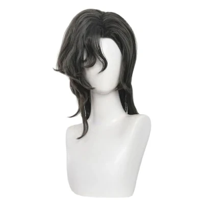 Image of Game Cosplay Wig Black Grey Hair Mullet Side Part Heat Resistant Halloween Costume Party