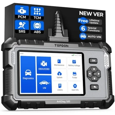Image of TOPDON OBD2 Scanner ArtiDiag500, Engine Transmission ABS SRS Diagnostic Tool, SAS Calibration/Throttle Reset/Oil Reset, AutoVIN, Car Battery Voltage Test, Wi Fi Free Update