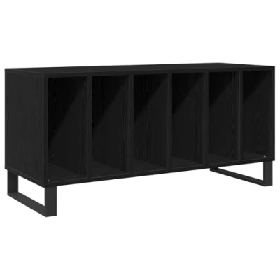 Image of vidaXL Record Cabinet Black Oak 100x38x48 cm Engineered Wood