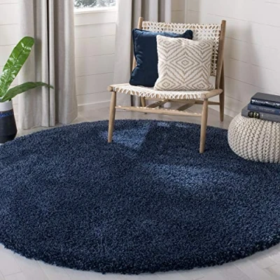 Image of SAFAVIEH Shaggy Rug for Living Room, Dining Bedroom California Shag Collection, High Pile, in Navy, 201 X cm