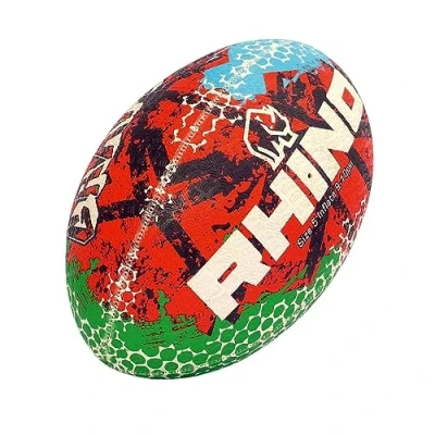 Image of Rhino Graffiti Rugby Ball (Red Blue, 5)