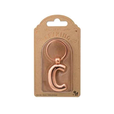 Image of IF Metal Letter Keyring Personalised Alphabet Letters Rose Gold C