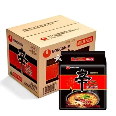 Image of Nong Shim SHIN Ramyun BLACK Korean Premium Spicy Ramen Noodles 130g (Pack of 32) HALAL