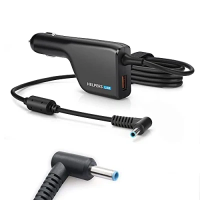 Image of Helpers Lab 19.5V 3.33A 65W Blue Tip Car Adapter Charger With USB QC3.0 Compatible For HP Laptop Envy4 Envy6 EliteBook TouchSmart Folio Pavilion Stream Spectre Zbook chromebook Power Supply
