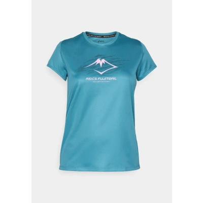 Image of ASICS FUJITRAIL™ Logo LS Top for Women Lightweight Running Shirt in Atlantis Blue