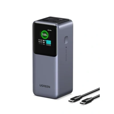 Image of UGREEN Nexode Power Bank 20000mAh 130W Fast Charging, 3 Port USB C Portable Charger, Smart Digital Display Battery Pack Compatible with Dell, HP, ASUS, iPad Pro, iPhone 16, Galaxy S24, AirPods, etc