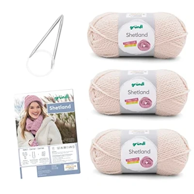 Image of Gründl 3433 SB A04 Complete Set Shetland Wool 80% Polyacrylic/20% Cotton 30 x 20 8 cm, creme melange