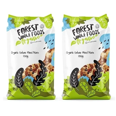 Image of Forest Whole Foods Organic Deluxe Mixed Nuts (Brazil, Cashews, Walnut Large Pieces, Pecan Macadamia Halves 500g
