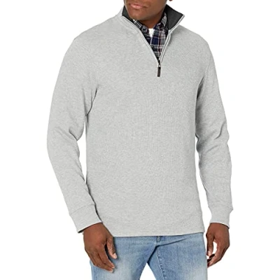 Image of Amazon Essentials Men&#039;s Quarter Zip French Rib Jumper, Light Grey Heather, M