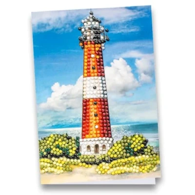 Image of Ideen mit Herz Diamond Painting Greeting Card DIN B6 (11.5 x 16.5 cm) 370 gsm Includes Envelope &amp; Tool (Lighthouse)