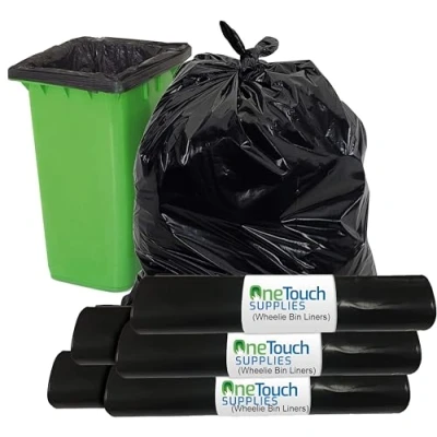 Image of Black Wheelie Bin Liners Refuse Sacks Heavy Duty Rubbish Strong Bags Waste Recycling for Outside and Garden Garbage On a Roll XXL (100 Bags) (30)