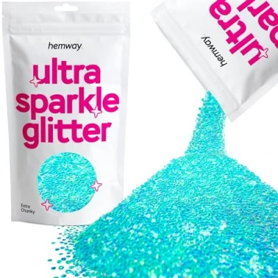 Image of Glitter Fluorescent Blue Ultra Sparkle Sequins Nail Face Festival Christmas Halloween Makeup Extra Chunky 100g / 3.5oz