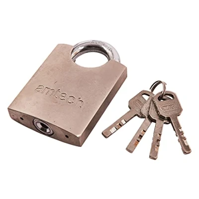 Image of Amtech T1630 60mm Steel Padlock with 4 Keys, Security Padlock, Chrome Plated Hardened Shackle, Precision Locking Mechanism