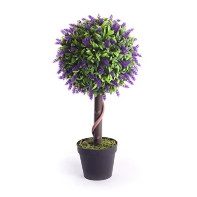 Image of Best Artificial 2ft 60cm Lavender Flower Ball Topiary Tree Plant Garden Conservatory Indoor Outdoor (Purple)
