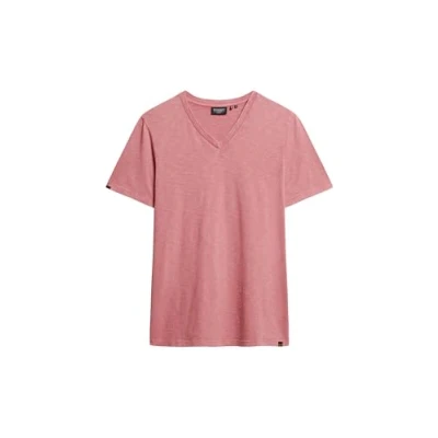Image of Superdry Mens Flame Yarn V Neck T Shirt, Mesa Rose Pink, XXL