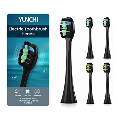 Image of 5 Pack Toothbrush Heads for YUNCHI Y7, Electric Replacement Compatible with Y7 Sonic Adults &amp; Kids, Black