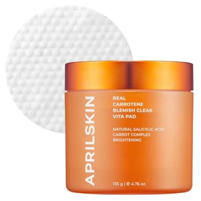 Image of APRILSKIN Carrotene Clarifying Pads Oily, sensitive, acne prone skin Vegan, Cruelty Free, exfoliating, fights &amp; pore tightening 60 No sulfates and Artificial Fragrance