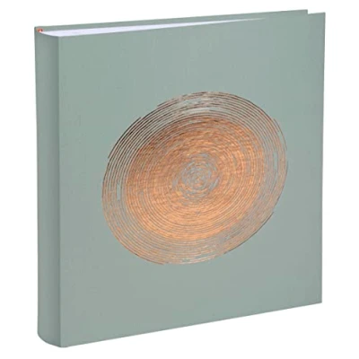 Image of Exacompta Ref. 16263E ellipse book photo album 300 photos 60 white pages size 29 x 32 cm green imitation leather cover with rose gold marking in the shape of an