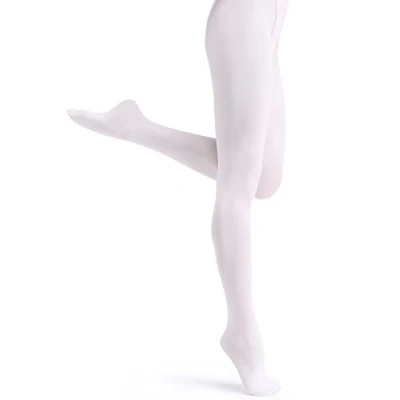 Image of Ballet Tights Girls Womens 90D Convertible Soft Dance Footed with Holes (White Footed, M)