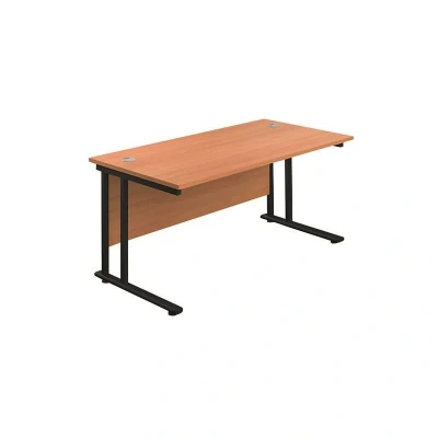 Image of Jemini Rectangular Double Upright Cantilever Desk 1600x800mm Beech/Black KF820130