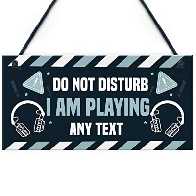 Image of Personalised Funny DO NOT DISTURB Hanging Gaming Sign For Door Man Cave Bedroom