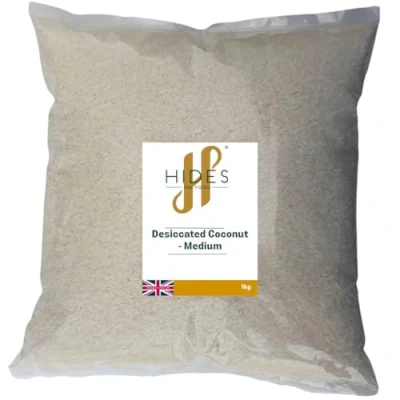 Image of Hides Fine Foods Desiccated Coconut Medium 1kg GMO Free Suitable for Vegetarians Baking Granola Breakfast Snacking Desserts Cakes