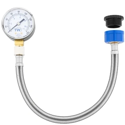 Image of Mains Water Pressure Gauge 0 11 Bar / 160 PSI Supply Test with Hose Tap Connector Plumbing Tool for Home, Garden &amp; Irrigation System Monitoring