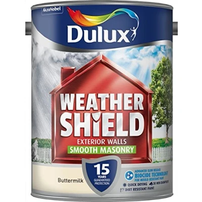 Image of Dulux Weathershield Smooth Masonry Paint Buttermilk 5L