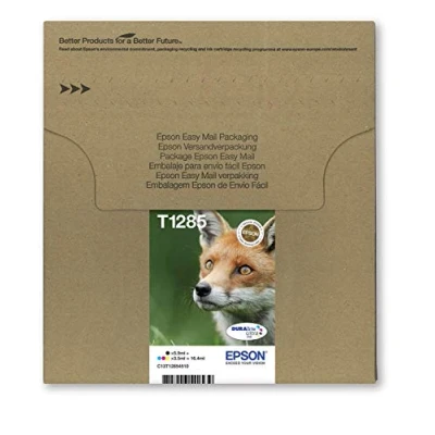 Image of Epson T1285 Fox Genuine Multipack, Eco Friendly Packaging, 4 colours Ink Cartridges, DURABrite Ultra