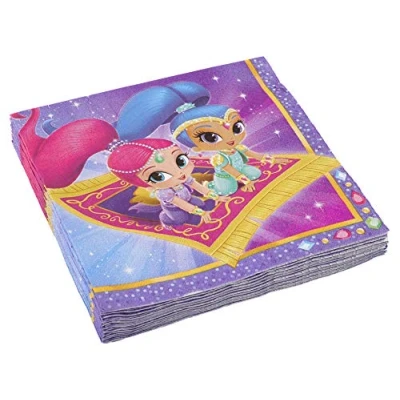 Image of amscan 11012066 Paper Luncheon Napkins with Shimmer and Shine Theme 16 Pcs