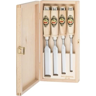 Image of Kirschen 1141000 Number 1141 Firmer Chisel Set with Hornbeam Handles Multi Colour (4 Piece)