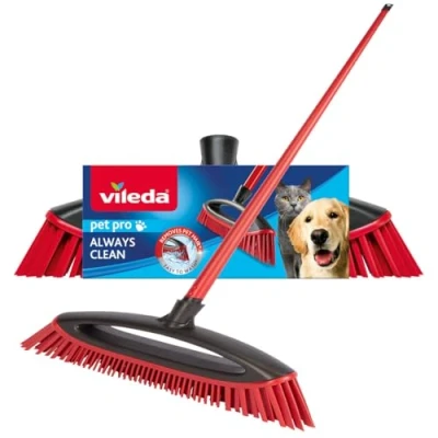 Image of Vileda pet Pro Always clean broom Rubber perfect for removing hair, Attracts and collects dirt Safe effective all floors, Easy to