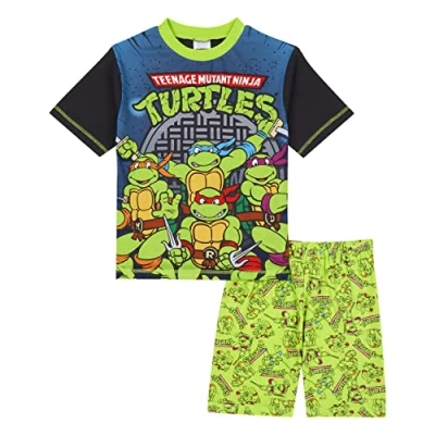 Image of Teenage Mutant Ninja Turtles Boys Pyjamas, TMNT Short PJs Set (9 10 Years) Green