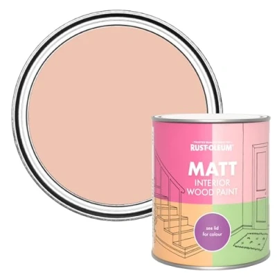 Image of Rust Oleum Orange Interior Wood Paint in Matt Finish Coral 750ml