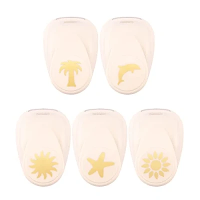Image of Vaessen Creative Craft Paper Punch Summer 5 Pcs Various Sizes Circle Cutter for Crafting and Card Making Sunflower, Palm Tree, Dolphin, Sea Star, Sun