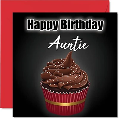 Image of Stylish Birthday Cards for Auntie Cupcake Fun Happy Card Aunt from Nephew Niece, Aunty Gifts, 145mm x Greeting Gift