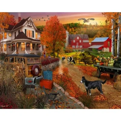 Image of Country Inn &amp; Farm Jigsaw Puzzle 1000 Piece Autumn by Vermont Christmas Company