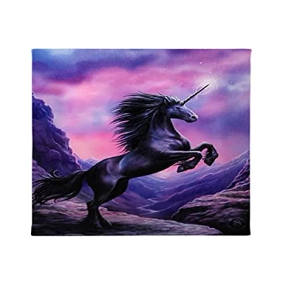 Image of Canvas Plaque Black Unicorn by Anne Stokes H25cm X W19cm D1.5cm pack of 1