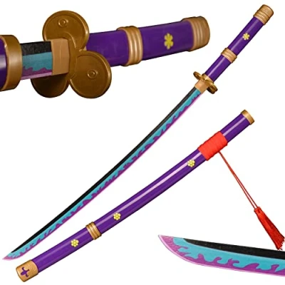 Image of Sword Warrior Roronoa Zoro 100 cm Wooden Sword, Katana Japanese Anime, Cosplay Yama Enma Purple
