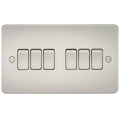 Image of KnightsBridge Flat Plate 10AX 6G 2 way switch pearl