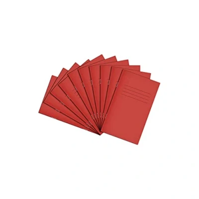Image of Rhino A6+ Exercise Books, 48 Page / 7mm Lined Paper Notebook, 10 Pack, Writing Book, Office &amp; School Stationery Supplies, Red