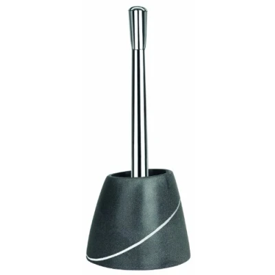 Image of Spirella Etna Stone Toliet Brush Polyresin Black White Effect Height 40 cm x Width 17