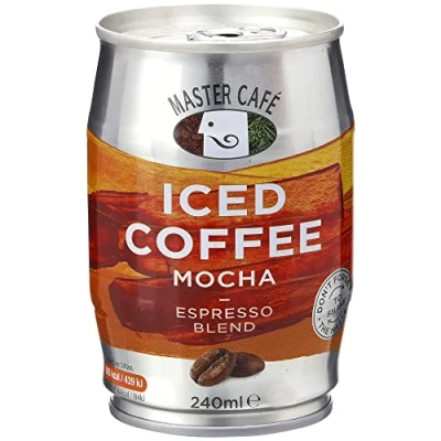 Image of Master Café Iced Coffee in Cans, Full Bodied Arabica &amp; Robusta Bean Blend, Ready to Drink, Enjoy Cold or Iced, Mocha 240ml (Pack of 12)
